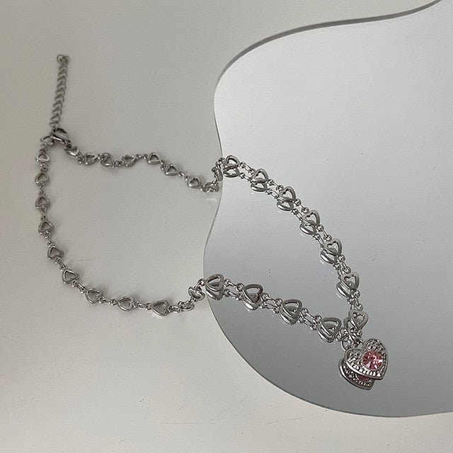 Peach Heart Pendant Necklace