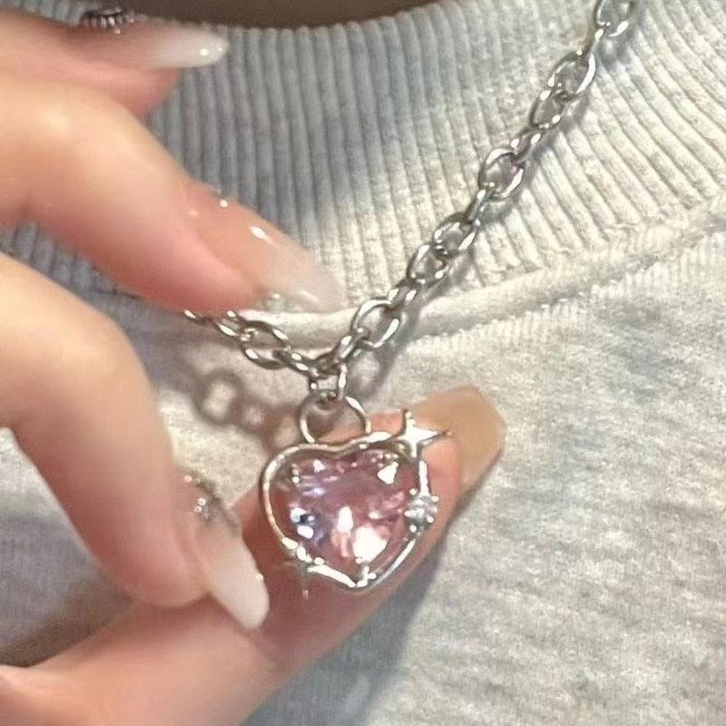 Peach Heart Pendant Necklace