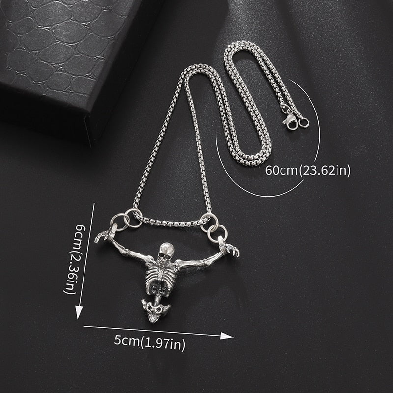 Crucifixion Skull Pendant Necklace