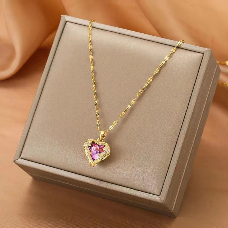 Ocean Heart Crystal Necklace